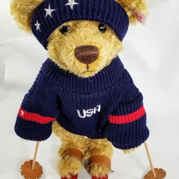 STEIFF - Exclusive Limited Edition USA Olympic Skier Teddy Bear - EAN 666568