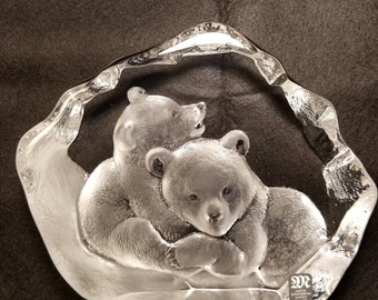 Bear Cubs - Crystal Paperweight