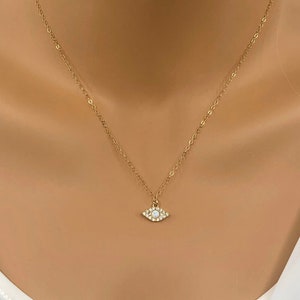 Opal Evil Eye Necklace • 14k Gold Filled Chain • Opal Necklace • Gold Evil Eye Necklace • Protection Necklace • October Birthstone Necklace