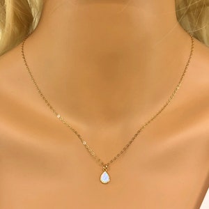 Gold Opal Teardrop Pendant Necklace • 14k Gold Filled Chain • Dainty Opal Necklace • Opal Pendant Necklace • Bridesmaid Necklace • Gift