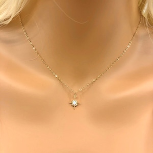 Gold Opal North Star Necklace • 14k Gold Filled Chain • North Star Pendant • Dainty Opal Necklace • Gold Star Necklace • Opal Charm • Gift