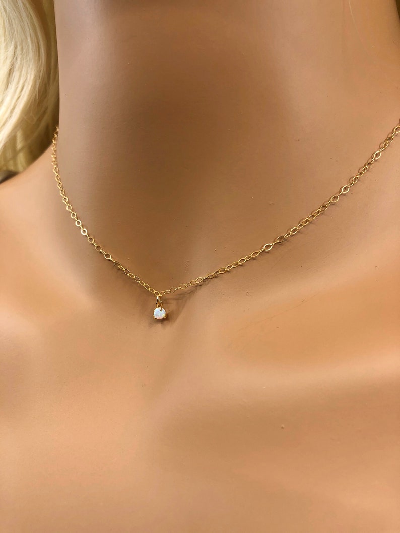 Tiny Opal Necklace 14k Gold Filled Chain Gold Opal Etsy