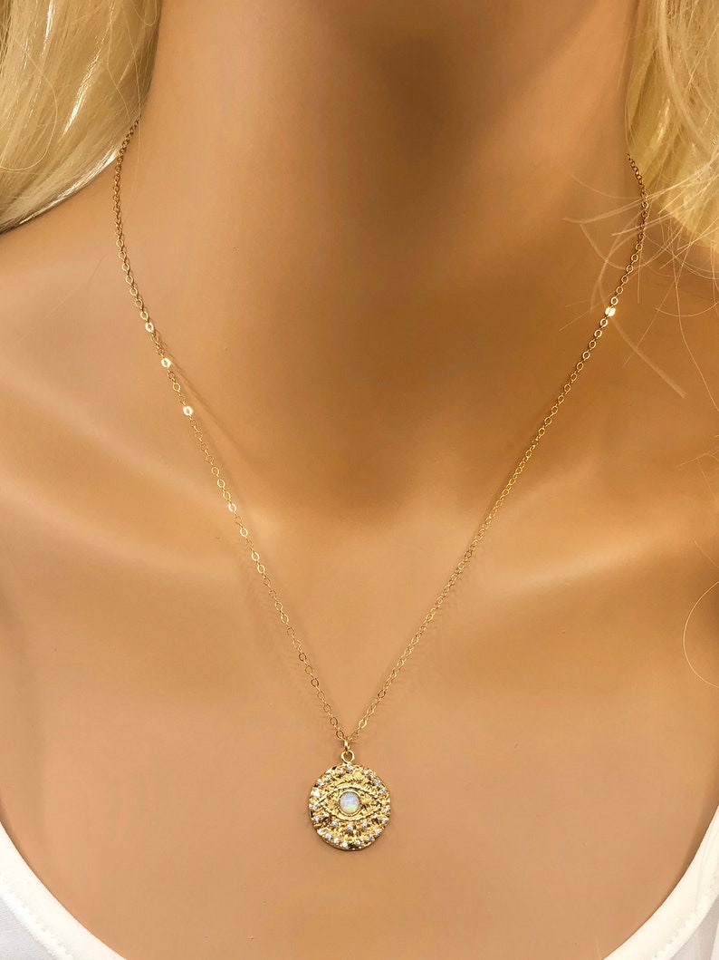 Evil Eye Opal Necklace Evil Eye Pendant Evil Eye Necklace Etsy Canada