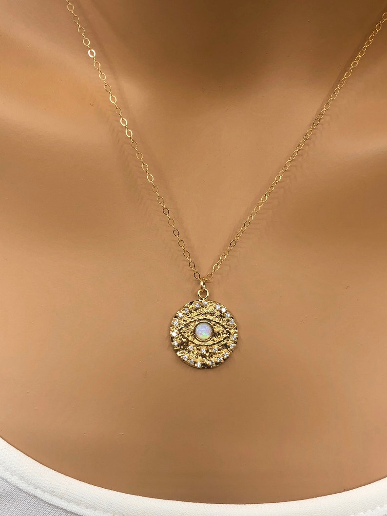 Evil Eye Opal Necklace Evil Eye Pendant Evil Eye Necklace Etsy Canada