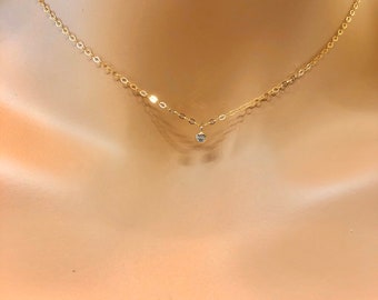 Tiny CZ charm • Dainty Cubic Zirconia Necklace • Tiny Crystal Necklace • Layering Necklace • Dainty Necklace • Tiny Charm Necklace • Gift