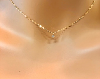 Tiny CZ charm • Dainty Cubic Zirconia Necklace • Tiny Crystal Necklace • Layering Necklace • Dainty Necklace • Tiny Charm Necklace • Gift