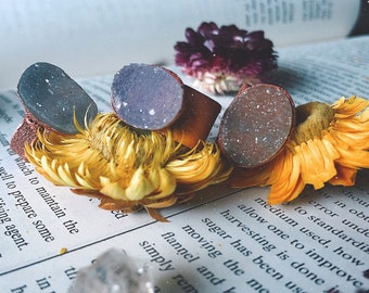 Druzy Chalcedony Ring | Copper Electroformed Jewelry | Handmade Natural Jewelry