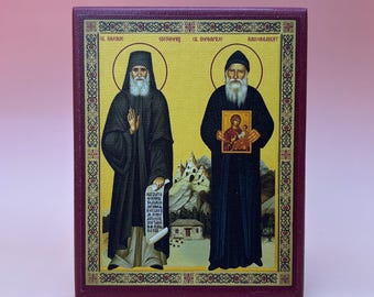 Orthodox Icon: Saints Pajsije, Porfirije - Serbian Replica, Wood Plaque