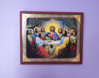 Ícone "A Última Ceia", réplica de 10,5 x 12,5 cm Ícone ortodoxo sérvio