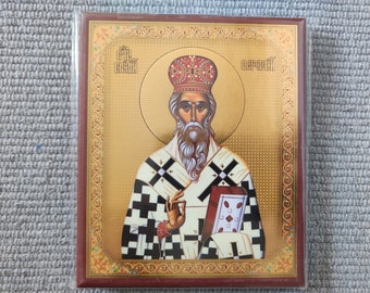 Icoon van heilige Vasilije Ostroški: Servisch-orthodoxe replica (10,5 x 13 cm)