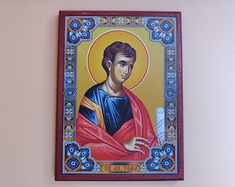 Icône de Saint Thomas - réplique 15 x 11,5 cm Icône orthodoxe serbe