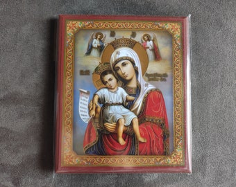 Icono de la Santísima Theotokos - Es Digno 13x 10,5 cm, Icono Ortodoxo Serbio
