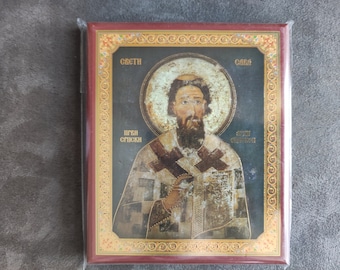 Icon of SAINT SAVA Orthodox replica 12,5 x 10,5 cm Serbian Orthodox icon