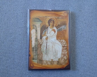 Icono del Ángel Blanco: réplica de la Iglesia Ortodoxa Serbia (16,5 x 11,5 cm)