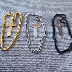 Edelstahl Kreuz Halskette: Das Vaterunser, Retro Schmuck