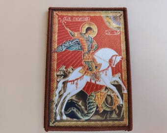 Erzengel Michael Aufnäher: Rot & Gold, Klettverschluss