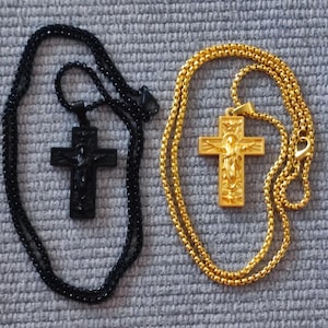 Serbisch-Orthodoxe Kreuz Halskette: Schwarz oder Gold, 60 cm Seilkette