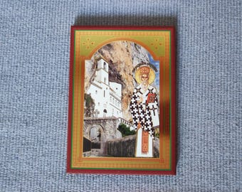 Saint Vasilije Ostroški Icon: Serbian Orthodox Replica (18 x 13cm)