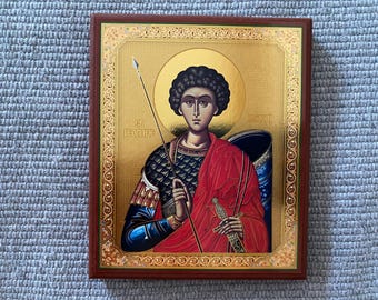 Icona di San Giorgio: replica ortodossa serba (10,5 x 12,5 cm)