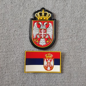 Serbian coat of arms and flag, pvc for your clothing or equipment.