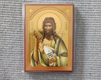 St. John Ikone Replik - Serbische Holzikone (10,5 x 7,5 cm)