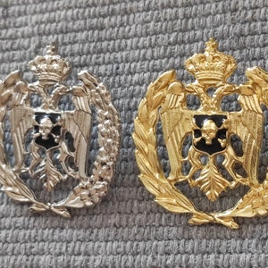 Serbian Cap Badge: Silver & Gold Chetnik Eagle - Set of 2