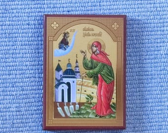 Ikona Świętej Kseni Piotrogrodzkiej, sztuka prawosławna (10,5 x 7,5 cm)