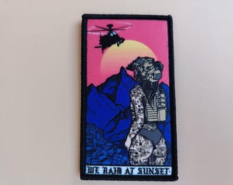 Taktisches Mädchen Mola Aufnäher: Sunset Attack, Militär Abzeichen, Rucksack Sticker