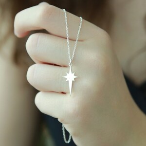 Sterling Silver North Star Necklace: Personalized Guiding Star Pendant