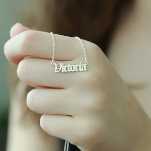 Old English Name Necklace: Personalized 925 Sterling Silver Jewelry