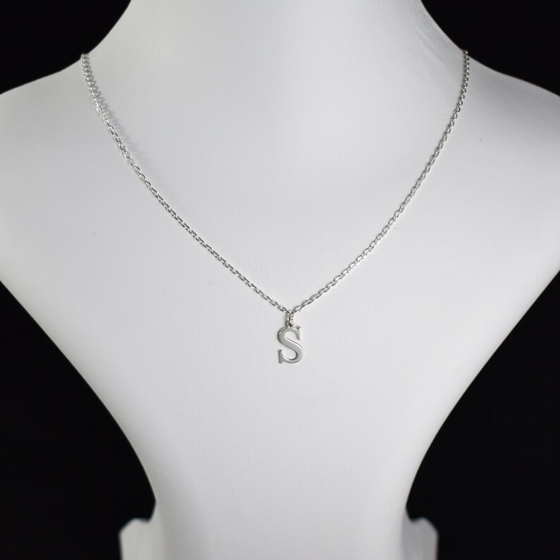 925 Sterling Silver Initial Charm Necklace 1cm Initial Etsy