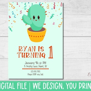 Cactus Invitation, Cacti Birthday, Cactus Birthday Invitation, Personalized Invitation, Printable Invitation - DIGITAL INVITATION