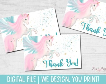 Unicorn Thank You Card, Printable - DIGITAL FILE