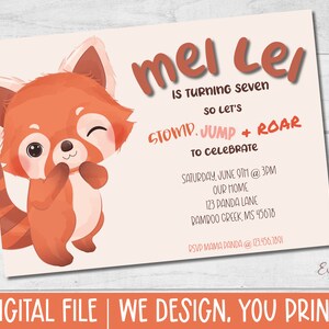 Red Panda Invitation, Turning Red Birthday, Personalised Birthday Invitation, Printable Invitation - DIGITAL INVITATION