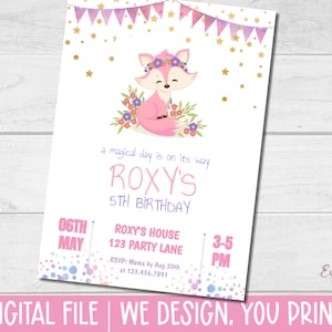 Fox Birthday Invitation, Fox Party, Invito personalizzato, Fox Birthday, Roxy Fox Party - INVITO DIGITALE