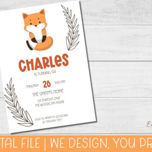STAMPABILE Unisex Fox Birthday Invitation - FILE DIGITALE