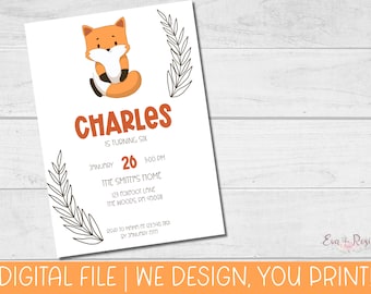 PRINTABLE Unisex Fox Birthday Invitation - DIGITAL FILE