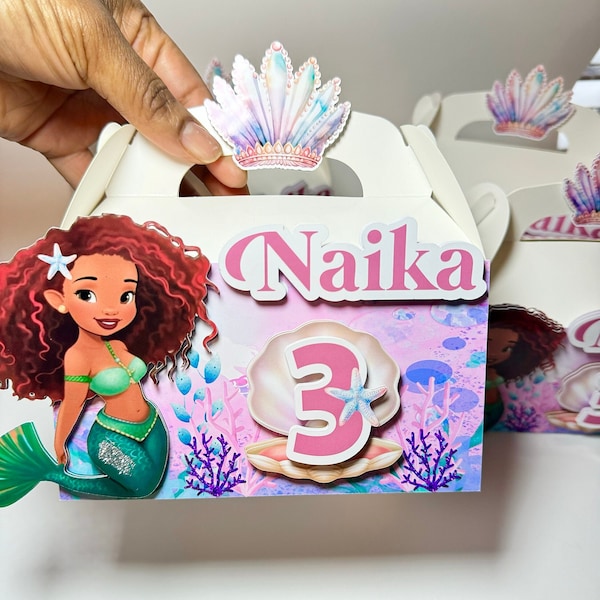 Mermaid Party Treat Goodie Box  Party Favor Box for Kids Personalized Birthday Treat Boxes