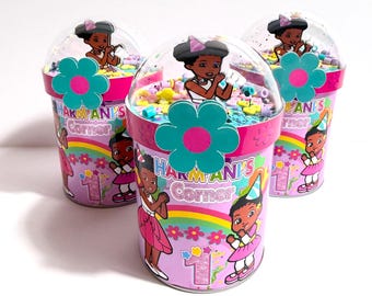 Gracie Girl Party Chip Cans, Gracie Girl Party Decorations,  Gracie Girl Party Custom Dome Shakers, Kids Party Favors