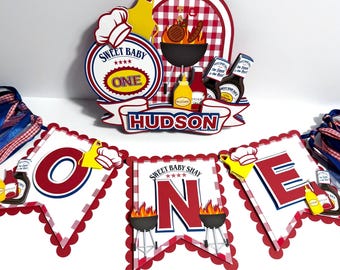 Sweet Baby One High Chair Banner  Cake Topper – Adorable First Birthday Decoration, Baby’s 1st Birthday Party, Custom Cake Topper