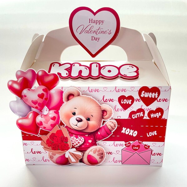 3D Personalized Kids Valentine's Day Gift Box Party Favor Treat Box