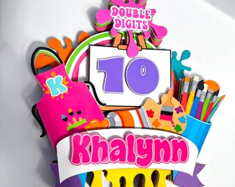 3D Art Paint Cake topper, Art Paint party supplies decoration