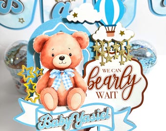We Can Bearly Wait  Cake Topper, Bear  Party Decorations, Customized 3D Cake Topper, We can Bearly Wait Baby Shower  Party Favors