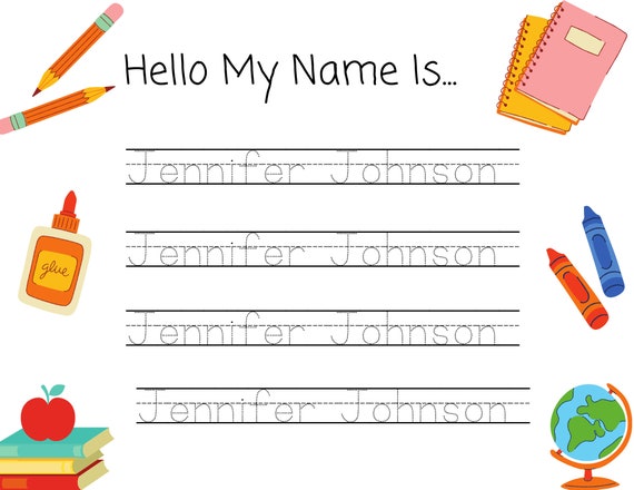 Handwriting name printable-homeschool printable personalized | Etsy