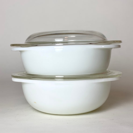 Pyrex White Casserole 022 1QT Set of 2 Etsy