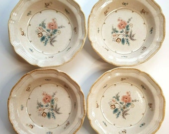 Vintage Mikasa Bowls Set of 6 Country Charm Strawflowers Stoneware