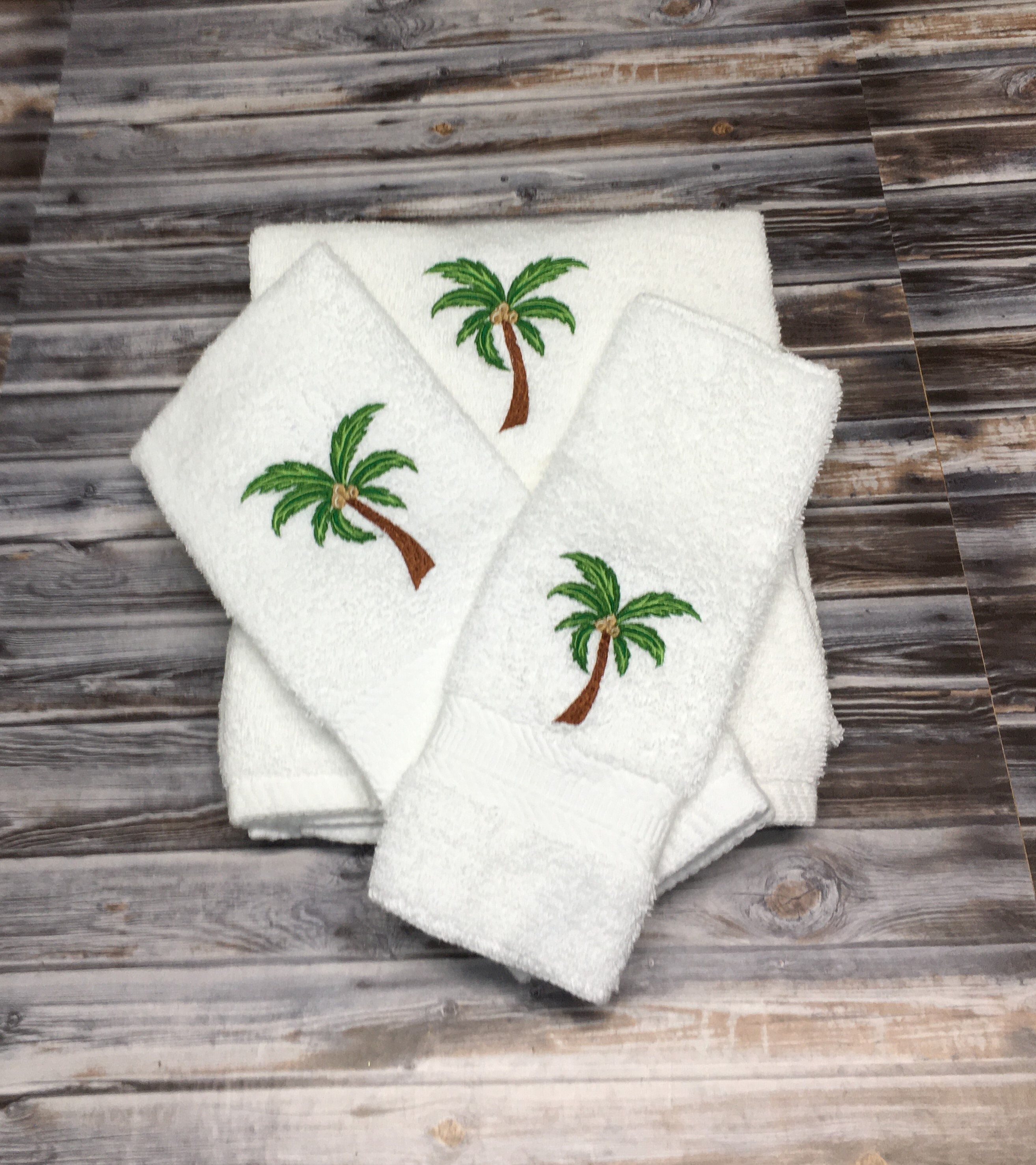 Palm tree bathroom towel set hotsell