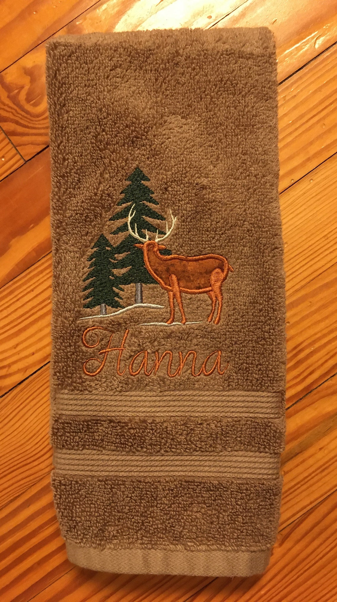 Deer in the Pines Bath Towel Set Monogramed Towel Set Etsy