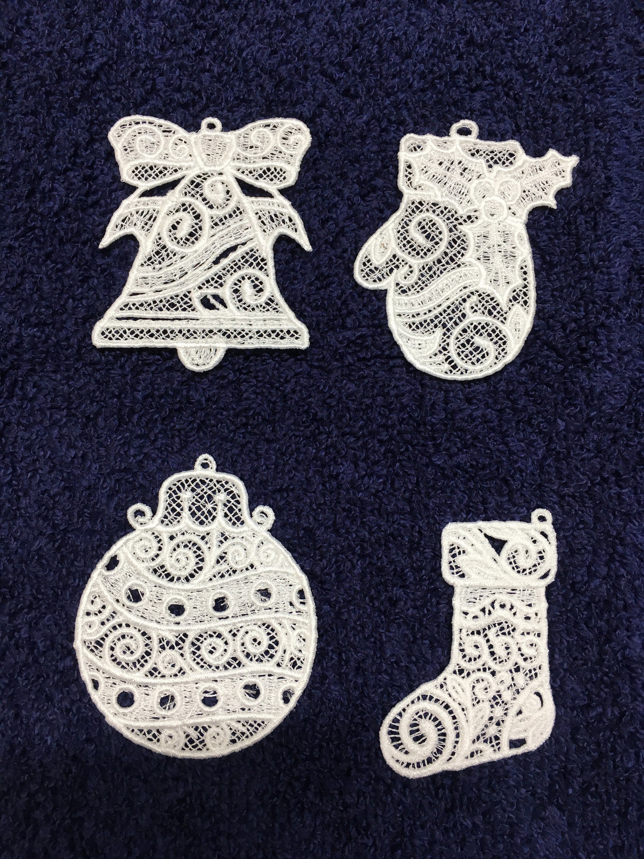 Lace Christmas Ornaments Set of 4 Lace Ornaments Free Etsy UK