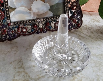 Waterford Crystal Ring Holder with Stem / Cut Crystal Ring Tree with Stem / Elegant Waterford Crystal Ring Dish